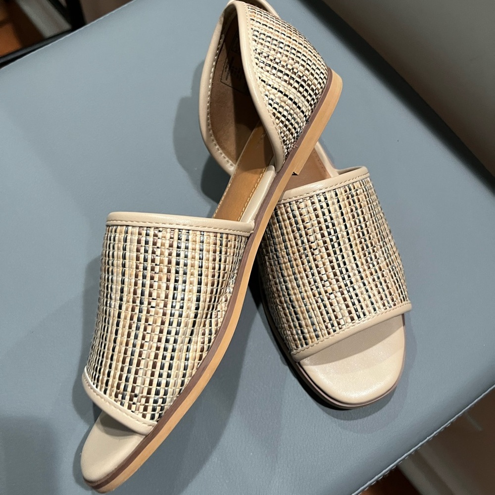 Lands’ End D'Orsay Peep Toe Raffia Flats
